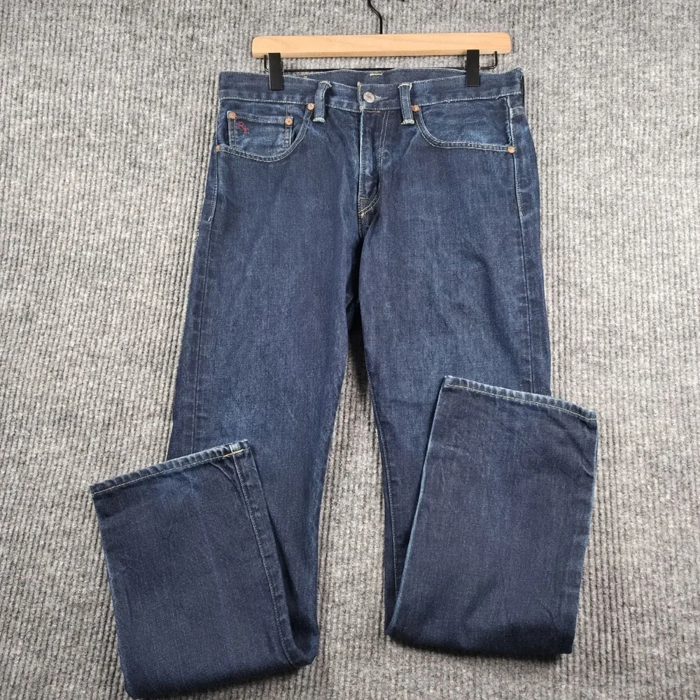 Polo Ralph Lauren 018 Slim Straight NY Jeans Mens 30x30 Dark Wash Blue RL Logo